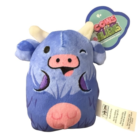 Cows vs Aliens Plush 011 Highlander Blue Cow Toy NWT Collectible 4" - Picture 2 of 6